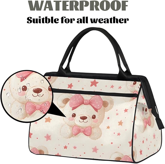 Teddy Bear Overnight Weekender Bag for Women Men Travel Duffel Bags Waterproof Luggage Carry on Sports Yoga Gym Bag