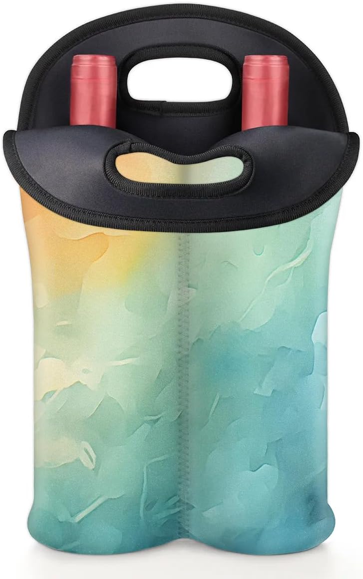Wine Carrier Tote Bag - 2 Bottle Neoprene Insulated Holder with Soft Grip Handle, Perfect for Travel, Picnic, Gifting