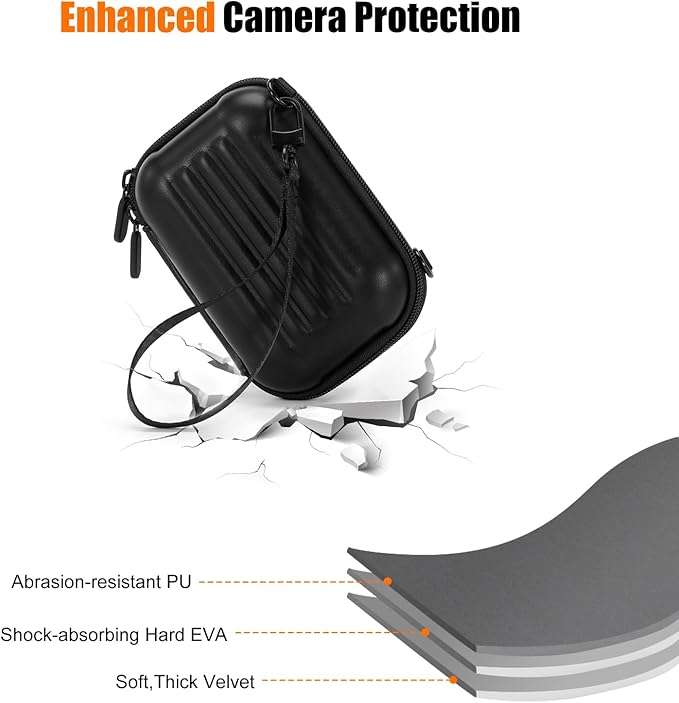 Cwatcun Carrying & Protective Case for Digital Camera with 2 Carrying Ways, Hardshell Lightweight Small Camera Sling Case Compatible with KODAK PIXPRO/Canon PowerShot/Sony DSCW800 DSCW830