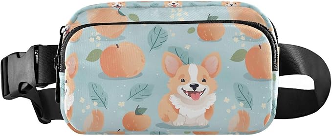 Cute Corgi Peach Fanny Pack for Women Men Water Resistant Fashion Waist Packs with Adjustable Strap Belt Bag for Travel Workout Jogging Hiking 21219743