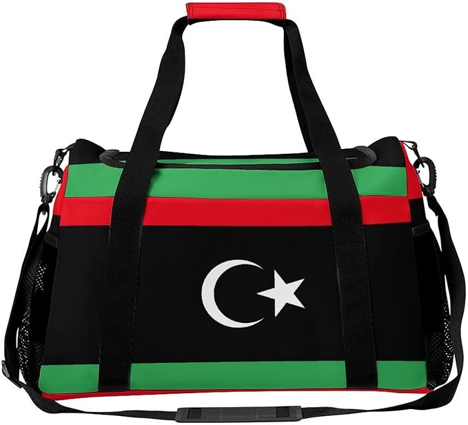Flag of Libya Duffle Bag Gym Bag for Workout Travel Tote with Detachable Straps