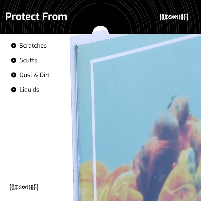 Hudson Hi-Fi Anti-Static Vinyl Record Sleeves - Durable Clear Disc Sleeves- Protect Your LP Albums from Scratches, Dust & Dirt - Acid-Free Rice Paper Disc Covers, 50x Outer Sleeves