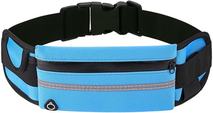 Anti-Theft Invisible Waist Bag, Money Belt for Travel with Hidden Compartment, Waterproof Slim Waist Pack for Phone Passport Cash, Running Cycling Hiking Fitness Security Belt Bag (Blue)