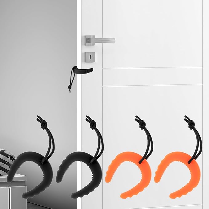 4 PCS First Responder Door Stop, Door Jam for Law Enforcement Door Pinch Guard from Closing Edge Door Finger Guards Security Emergency Police Door Stoppers (Orange, Black)