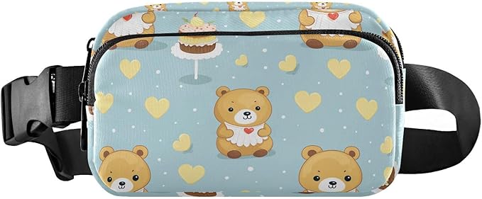 Cute Bear Cake Fanny Pack for Women Men Water Resistant Fashion Waist Packs with Adjustable Strap Belt Bag for Travel Workout Jogging Hiking 21219792