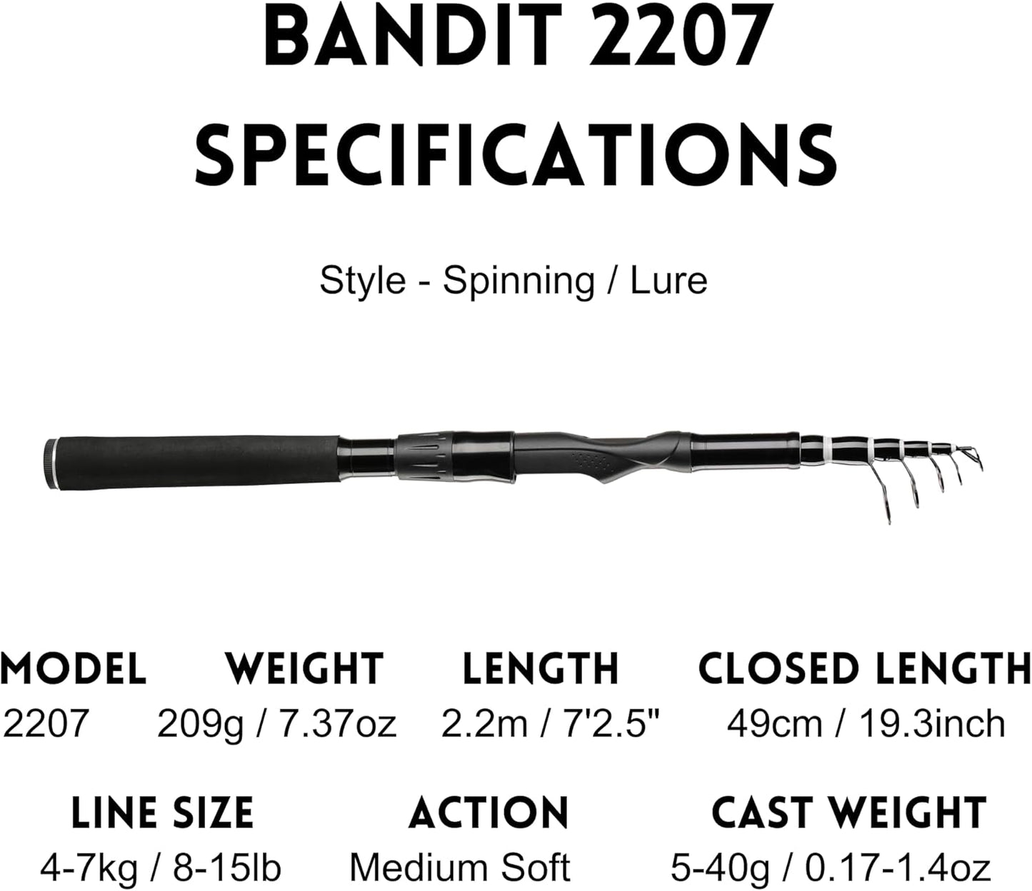 Whistytwig Telescopic Fishing Rod - Versatile Retractable Telescoping Fishing Pole, Collapsible Fishing Rod, Ideal Travel Rod