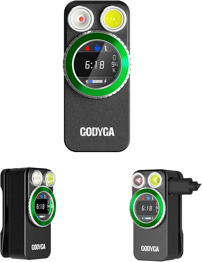Godyga TorchEye R Smart Display EDC Flashlight, 500 Lumens with White & Red Dual Light, Real-Time Battery & Runtime Indicator, USB-C Fast Charging, Magnetic Base, Waterproof for Camping Hiking Work