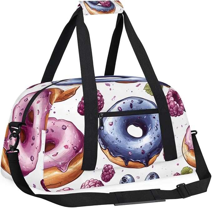 Blueberry Donuts Kids-Duffel-Bags Gymnastics Dance Bag Carry-On Overnight Travel Gym Lightweight Dance Sports Bags For Girls Boys Kids，