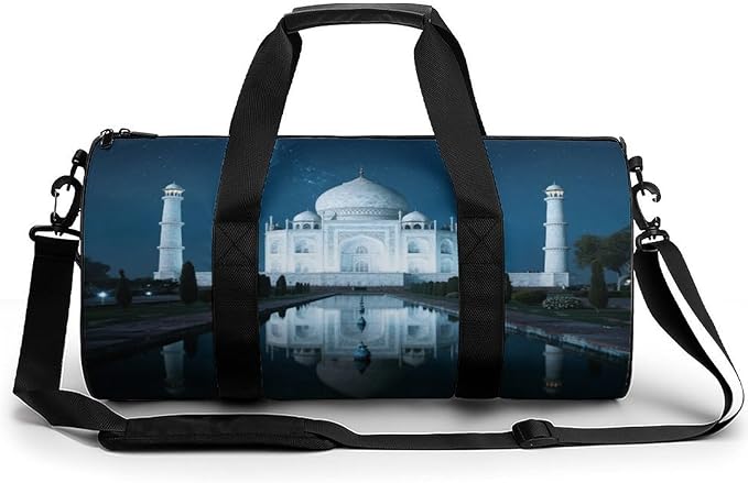 Sports Gym Bag for Women Men Travel Duffel Bag Tote Weekender Bag Taj Mahal Carry on Overnight Bag for Travel Swimming Fitness Workout Sports Duffle Bag