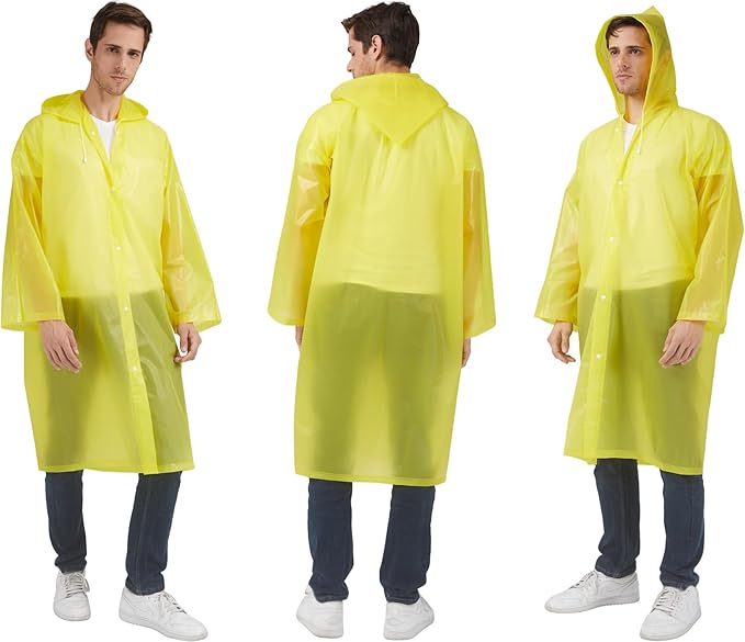 Rain Ponchos Raincoats for Adults Women, Reusable Rain Jacket Coats with Hood for Family Disney Park Travel 2 Pack