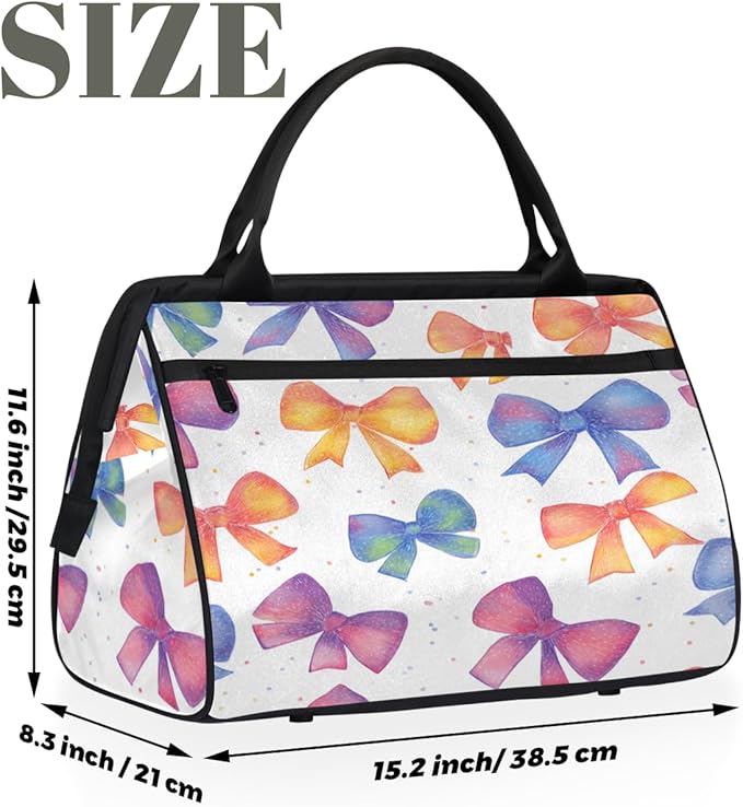 Colorful Bow Tie Overnight Weekender Bag for Women Men Travel Duffel Bags Waterproof Luggage Carry on Sports Yoga Gym Bag