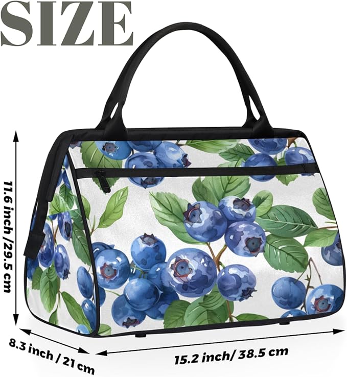Fruit Blueberries Overnight Weekender Bag for Women Men Travel Duffel Bags Waterproof Luggage Carry on Sports Yoga Gym Bag