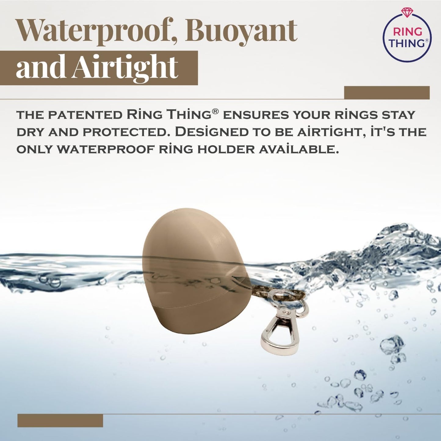 RING THING - Ring Holder Keychain, Jewelry Organizer and Storage, Portable Waterproof Ring Holder, Pill Box Keychain Container, Gym Accessory, and Travel Ring Case (Khaki)