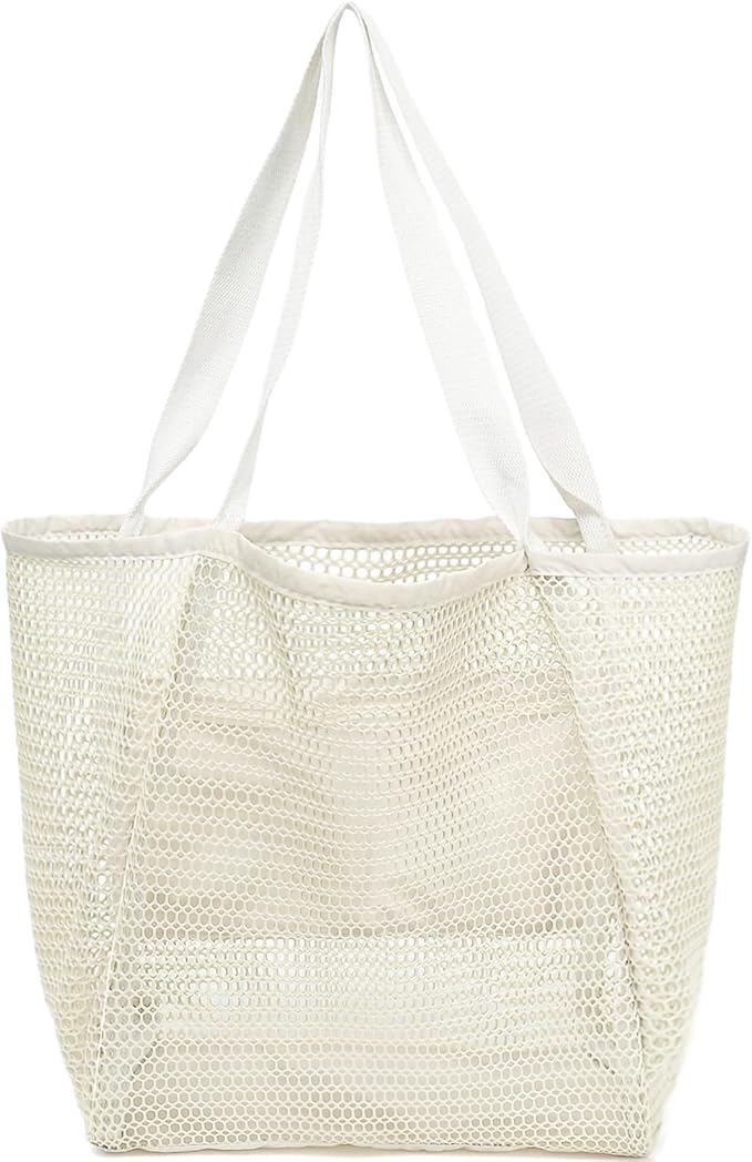 Fammart Mesh Beach Bag for Women, Summer Straw Tote Hobo Pool Bags with Zipper Pocket, Travel Vacation Cruise Essentials 2026