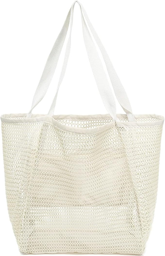 Fammart Mesh Beach Bag for Women, Summer Straw Tote Hobo Pool Bags with Zipper Pocket, Travel Vacation Cruise Essentials 2026