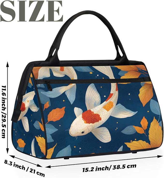 Fish Kois Overnight Weekender Bag for Women Men Travel Duffel Bags Waterproof Luggage Carry on Sports Yoga Gym Bag