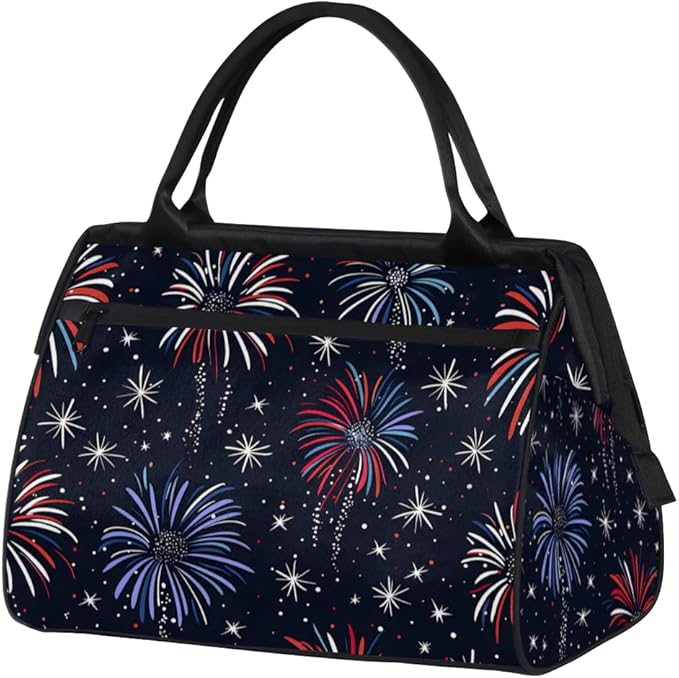 Chic Colorful Fireworks Overnight Weekender Bag for Women Men Travel Duffel Bags Waterproof Luggage Carry on Sports Yoga Gym Bag