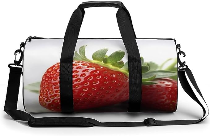 Sports Gym Bag for Women Men Travel Duffel Bag Tote Weekender Bag Fruit Strawberry Carry on Overnight Bag for Travel Swimming Fitness Workout Sports Duffle Bag