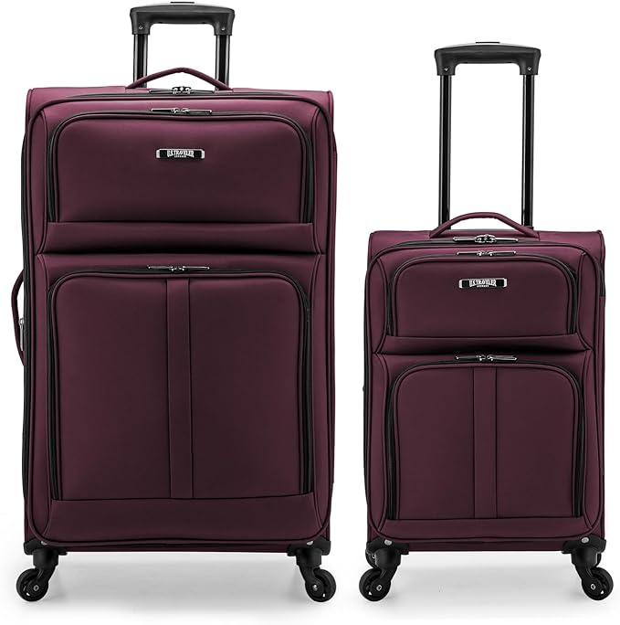 U.S. Traveler Anzio Softside Expandable Luggage with Spinner Wheels, Burgundy, 2-Piece Set (22/30)