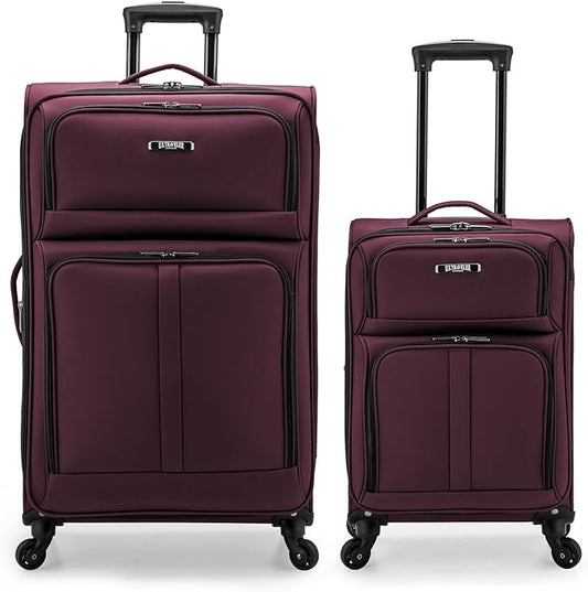 U.S. Traveler Anzio Softside Expandable Luggage with Spinner Wheels, Burgundy, 2-Piece Set (22/30)