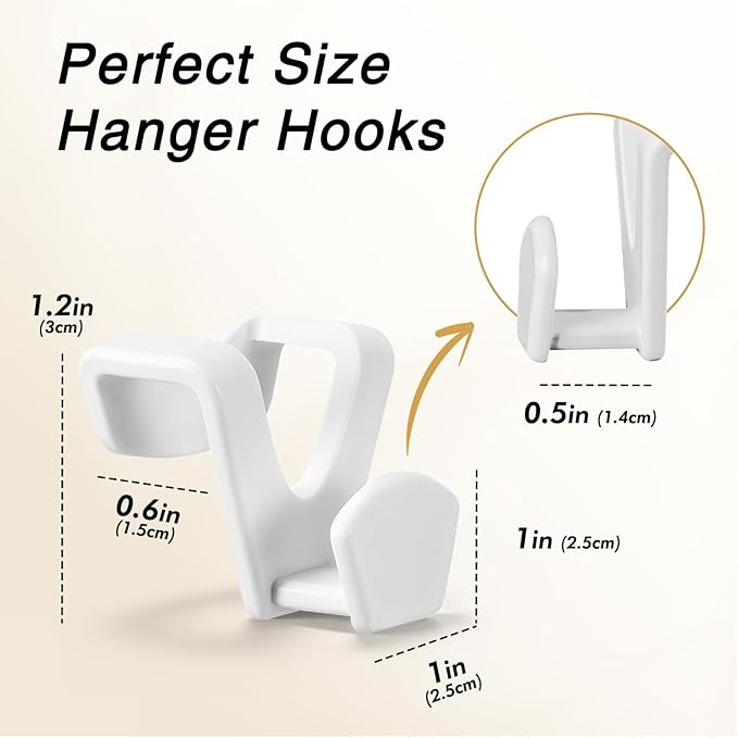 HOUSE DAY Space Saving Hanger Hooks 60 Pack, White Clothes Hanger Connector Hooks, Heavy Duty Hangers Hook Space Saver, Sturdy Hanger Connector Hook, Premium Cascading Hangers for Closet