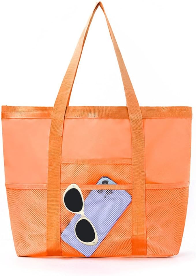 Mesh tote bag, suitable for daily travel, shopping, weekend trips, beach bags, fitness bags