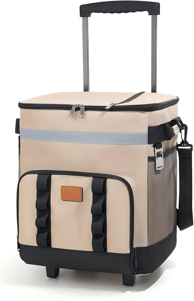 Insulated Rolling Cooler with Wheels - Soft Leak Proof Ice Chest for Camping, Travel and Lunch - Portable Wheeled Advanced Insulation