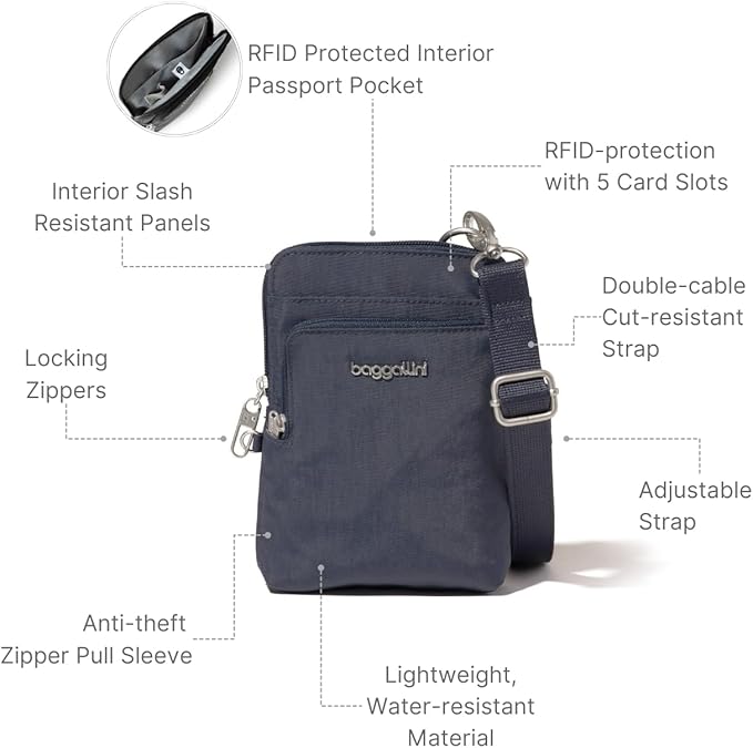 Baggallini Women's Securtex Anti-theft Activity Crossbody Bag