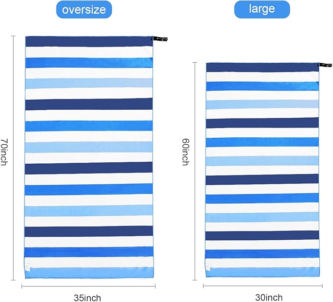 Exclusivo Mezcla Microfiber Quick Dry Beach Towel, Large Lightweight Sandfree Pool Towel for Swimming Camping Travel with Bag (Blue, 30x60 Inches)