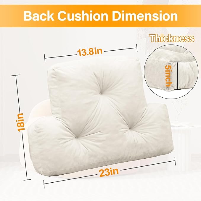 Back Pillow for Chair, Memory Foam Lumbar Pillow for Back Support, Back Rest Cushion for Office, Sofa, Couch Sitting, Recliner, Bed and Lower Back Pain (Beige)