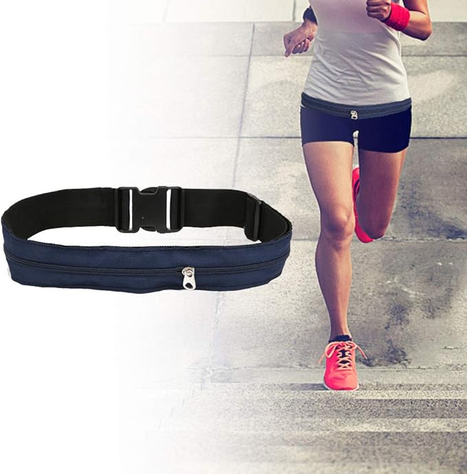 Anti Theft Money Belt with Zipper Pocket, Sports Waist Bag for Outdoor Activities, Concealed Wallet Belt for Running Travel Hiking, Secure Hidden Storage for Cash Cards Valuables (5CM)