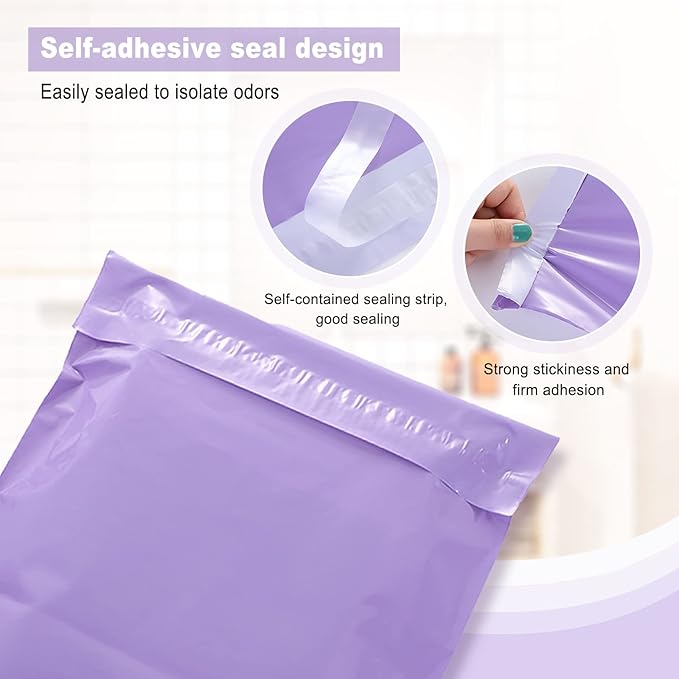 Adult Diaper Disposal,100 Pack Plastic Bags for Adult Diaper Disposal,Self-Adhesive Strips to Seal in Odours,Waterproof and Leak-Proof,Suitable for Elderly Nappy Care at Home and for Travel (Purple)