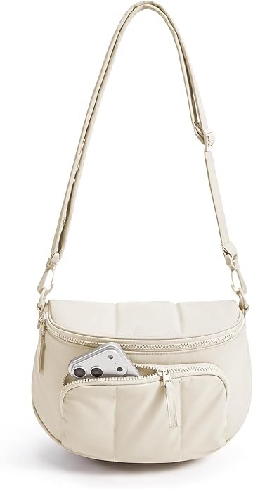 BAGSMART Bum Bags for Women, Crossbody Purses for Travel & Work, Quilted Water-resistant Hobo Bag | 4.5L Roomy, Fanny pack, ideal for Moms, Long Outings, Everyday cute bag, Puffer, Nylon