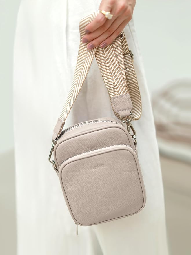 befen Genuine Leather Small Crossbody Bags for Women Cross Body Bag Purses Cell Phone Purse for Travel with RFID Card Slots