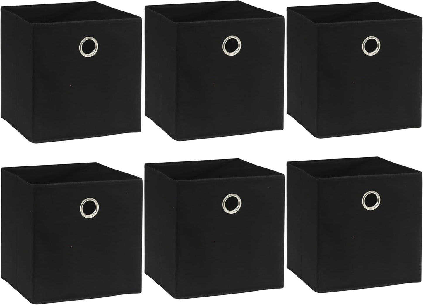 SIMPLE HOUSEWARE 11-Inch Collapsible Fabric Cube Storage Bin with Handles, Printed Design, 6 Pack, Black