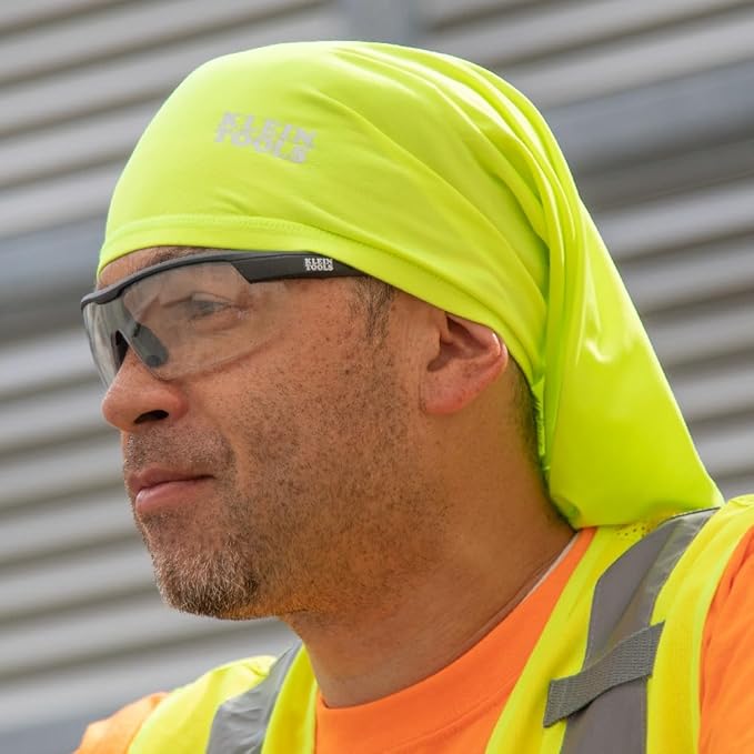 KLEIN TOOLS 60465 Cooling Band for Neck and Face with Evaporative Performance Knit Fabric, Cools Instantly When Wet, UPF 50 Protection, Yellow