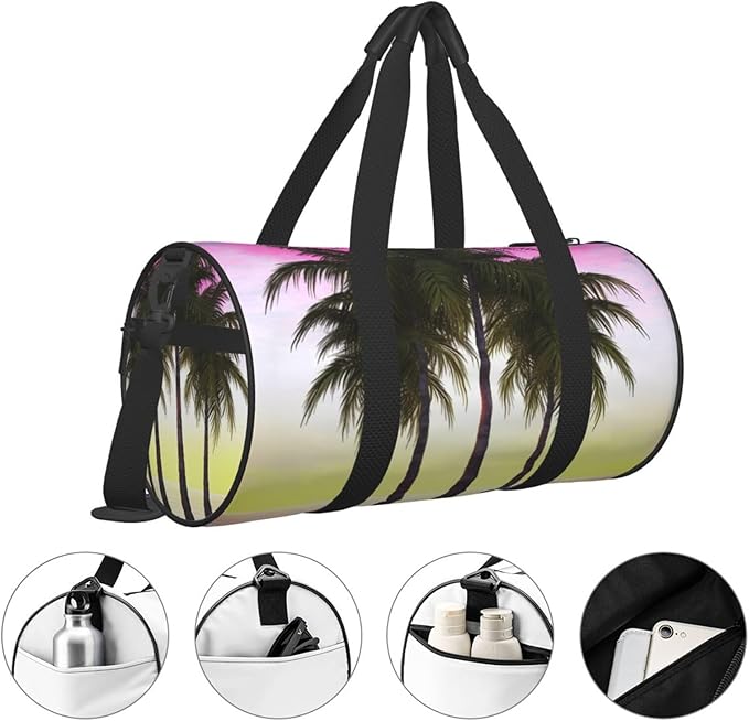 Tropical Palm Tree Sports Gym Bag for Women Men Travel Duffel Bag Tote Weekender Bag Canvas Carry on Overnight Bag for Travel Swimming Fitness Workout Sports Duffle Bag