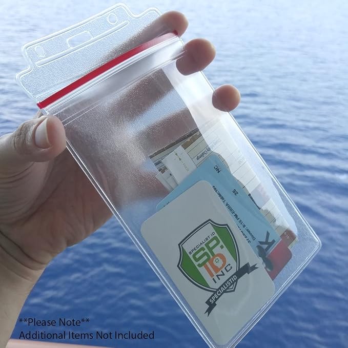 Extra Large Waterproof Badge Holder - 4 X 6 Inch Passport & International Immunization Card - Heavy Duty Resealable Zip Top Closure - 4x6 Holders by Specialist ID (Great for Cruise Essentials)