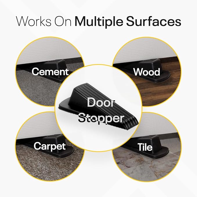 Door Stoppers for Bottom of Door – Rubber Door Stopper Wedge – Pack of 4 – Door Stop – Door Stoppers – Doorstop – Door Wedge – Doorstops for Inside Door – Ideal for Homes, Schools, Offices, Workshops