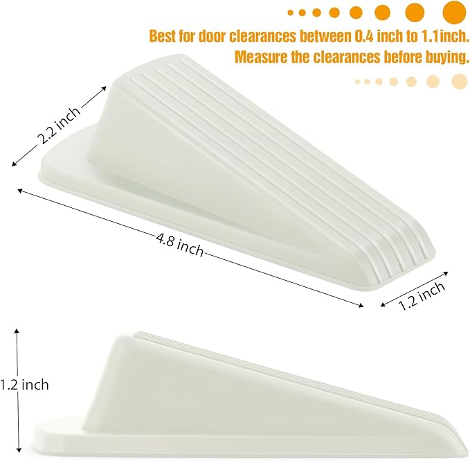 Crosize 3 Pack Rubber Door Stoppers for Floor, Door Stop Wedge for Heavy Duty Door, White
