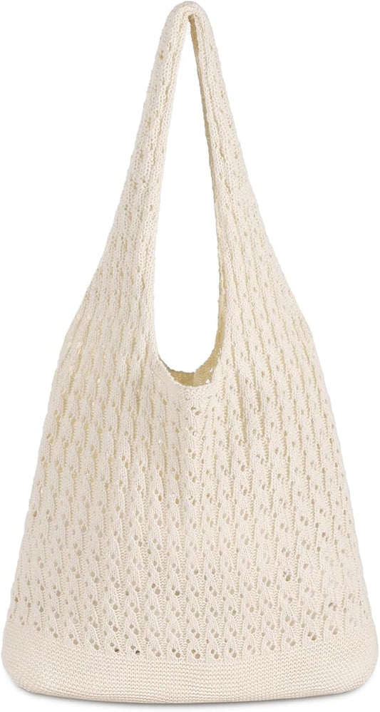 Sightor Crochet Tote Bag, Mesh Beach Bag Knit Summer Hobo Bag Vacation Boho Tote Bag for Women