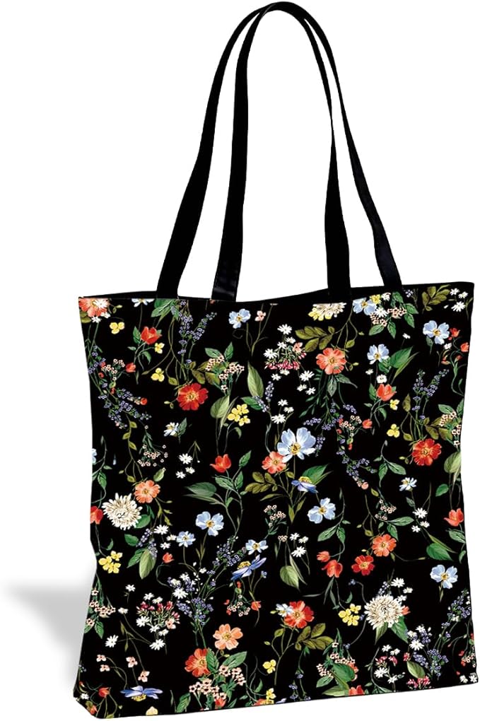 Canvas Tote Bag for Women, Vintage Print Handbag, Aesthetic Shopping Bag for Work Travel Beach, Everyday Shoulder Tote