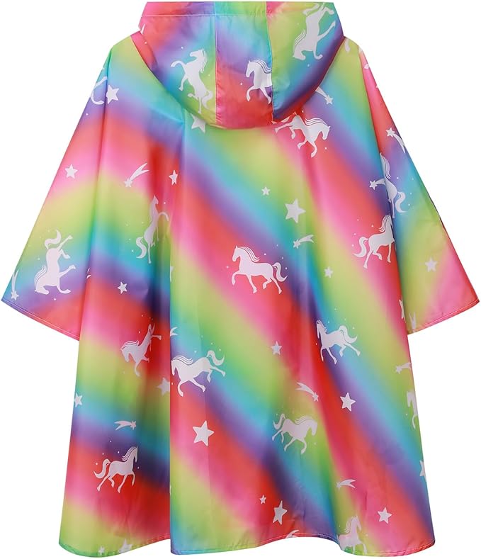 SaphiRose Lightweight Kids Rain Poncho Jacket Waterproof Outwear Rain Coat