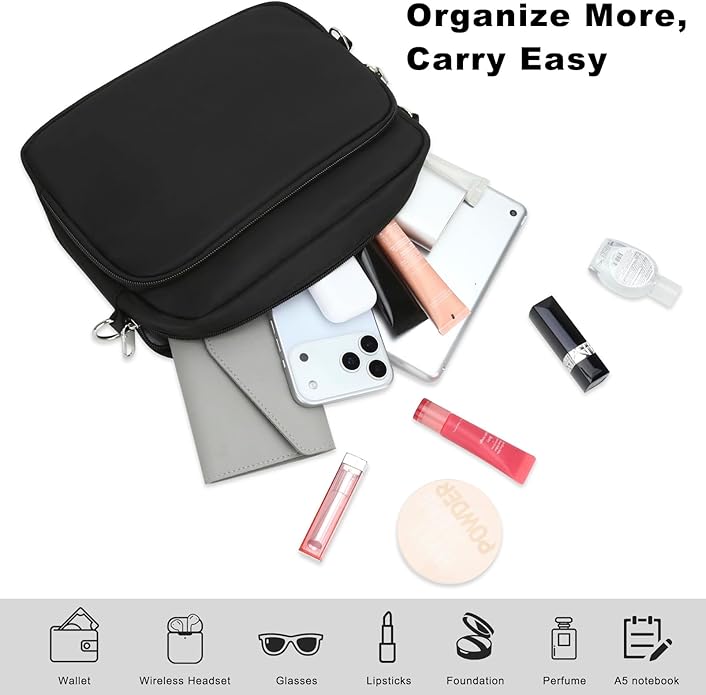 Small Nylon Crossbody Bags for Women, Anti theft Travel Purses Handbag Shoulder Bag, Cute Cross Body Wallet with RFID