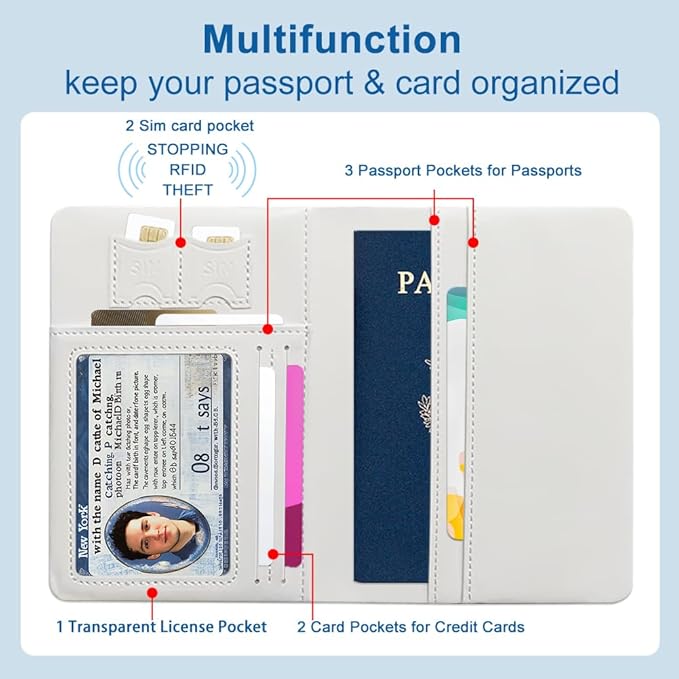 PU Leather Passport Holder Cover 5.9×4.3 Inch with Credit Card Slot and Boarding Pass Slot Combo Blocking Passport Holder Wallet Cover Case for Travel Boarding Essentials (Peacock)