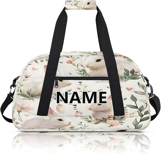 Rabbit Mini Gym Bag 18 inch for Women Men Waterproof Custom Kawaii Rabbit Travel Duffel Bag Carry On Overnight Tote Nurse Bag for Work Fitness Hiking