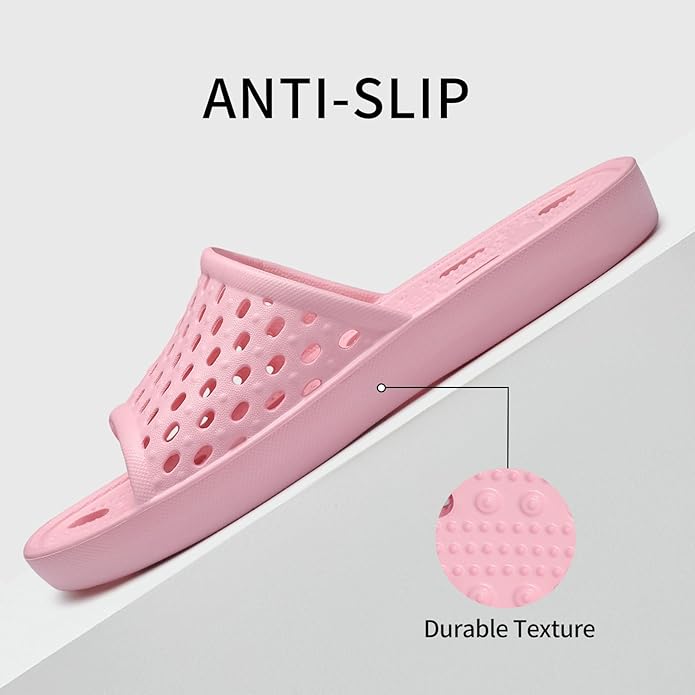 Litfun Shower Shoes for Women Non-Slip Quick Dry Shower Slippers Lightweight Pool Sandals with Drain Holes for College Dorm, Beach, Bathroom & Gym