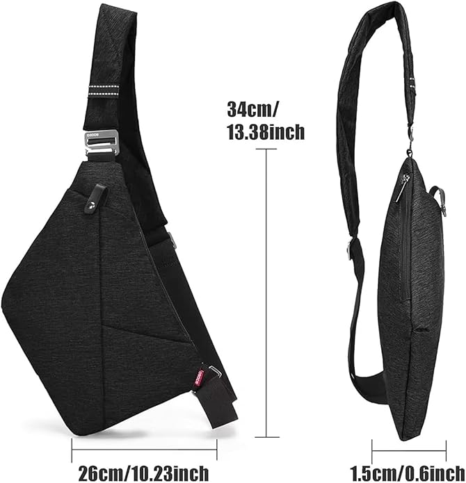 Crossbody Sling Bag, Water-Resistant Anti Theft Chest Pack, Minimalist Commuter Daypack for Travel Hiking Work