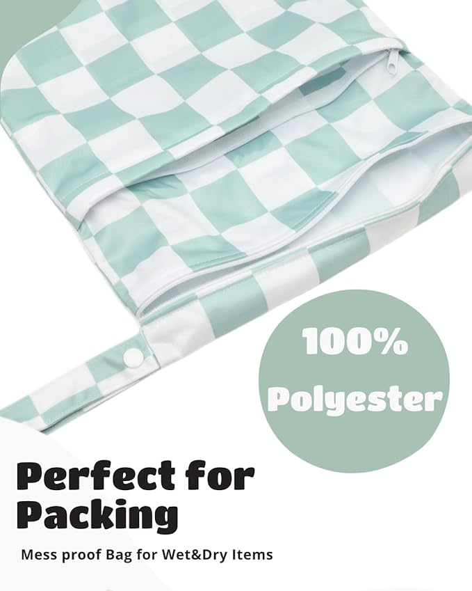 Wet Dry Bag Reusable Waterproof Swimming Bag Travel Beach Pool Yoga Gym Bag for Baby Cloth Diaper Swimsuits Wet Clothes Two Zipper Pockets 3 Pack 3L24