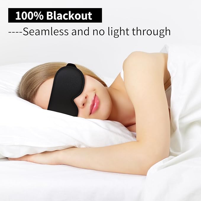 Easysleep Sleep Eye Mask 3D Contoured Cup Sleeping Mask with 100% Light Blocking and Adjustable Strap Soft Breathable Eye Cover Night Blindfold Mask for Men Women.